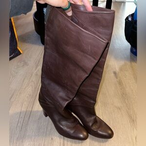 BANANA REPUBLIC Womens Size 10 Brown Leather Block Heel Boots